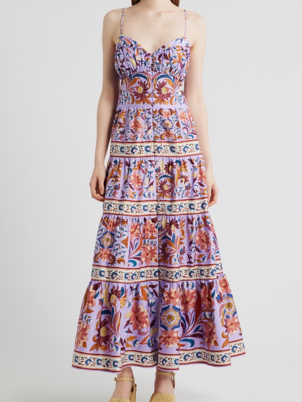 FARM Rio Flower Tiles Maxi Sundress in Lilac NWT Size XL